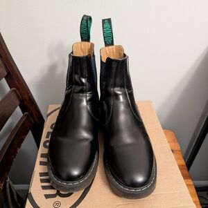 Men's Black Leather Dealer Boots by Solovair